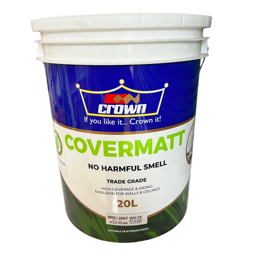 CROWN COVERMATT PAINT - BRILLIANT WHITE - 20L