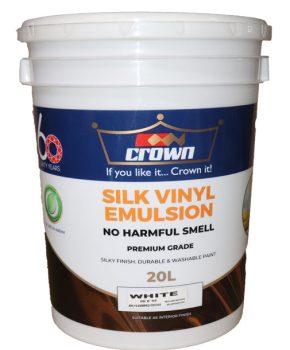 CROWN SILK VINYL EMULSION PAINT - BRILLIANT WHITE - 20L