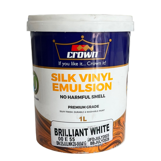 CROWN VINYL MATT EMULSION LUXURY - BRILLIANT WHITE - 1L