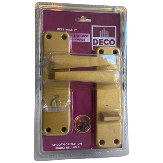 DECO 2 LEVER MORTISE LOCK - GOLD