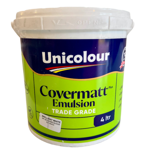 UNITED PAINTS COVER MATT EMULSION - BRILLIANT WHITE - 4 LITRES