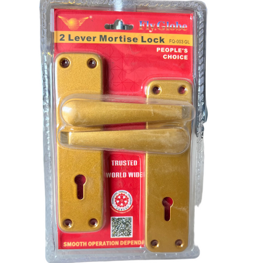 FLYGLOBE 2 LEVER MORTISE DOOR LOCK - GOLD